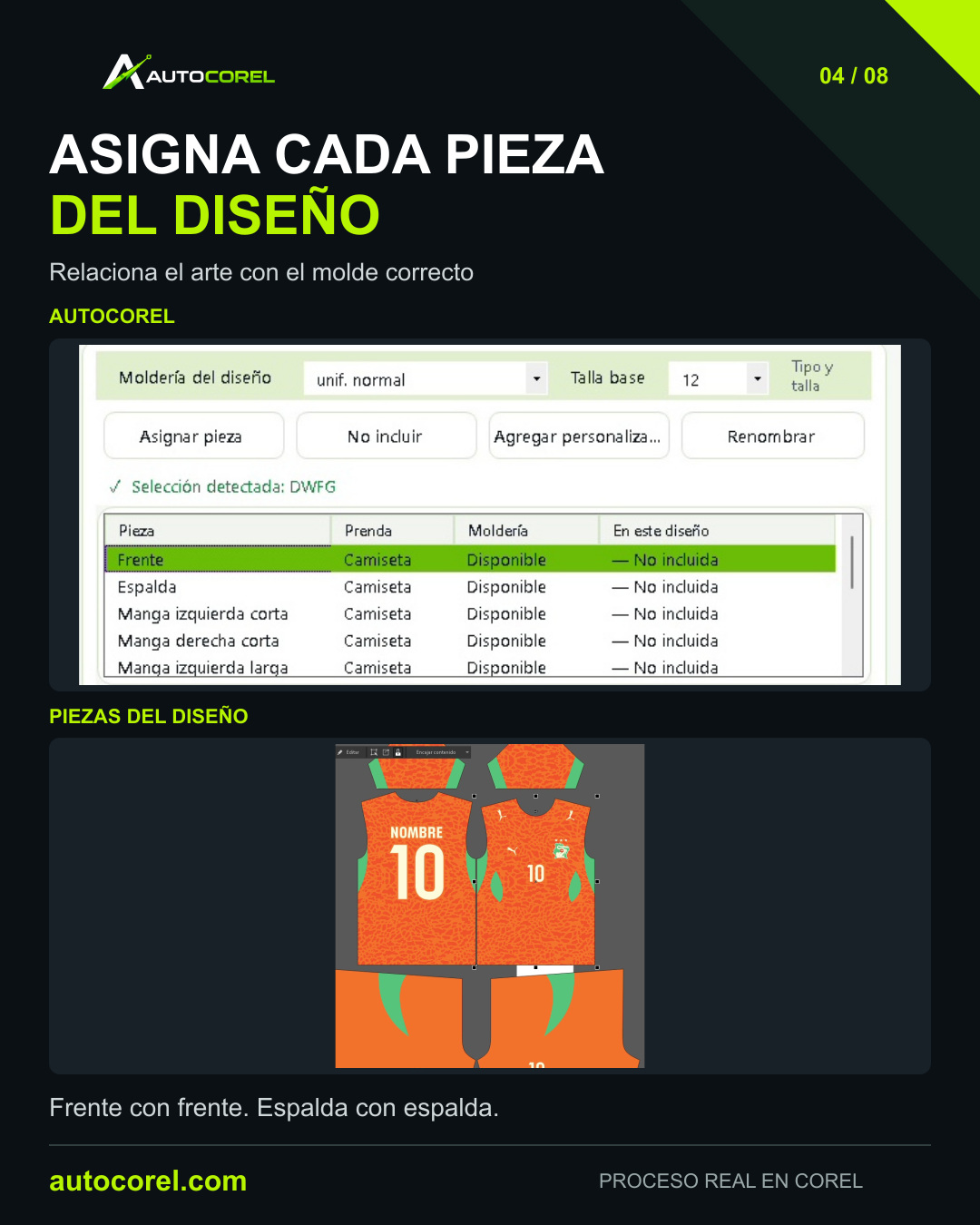 Asigna cada pieza del diseño